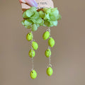 Women's Flower Shell Tassel Light Luxury High-grade Earrings - 11# Silver Needle-Green Flower Tassel MegaBDM