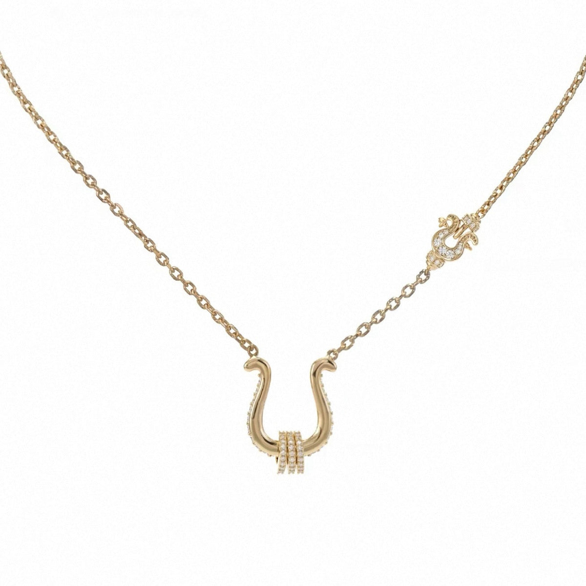 Simple Vachette Clasp Diamond Inlaid Clavicle Chain Necklace MegaBDM