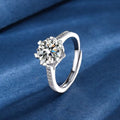 Eight Hearts Arrows Zircon Imitation Moissanite Female Male Six Claw Ring - [2 Karat Jz368 / Adjustable Opening MegaBDM