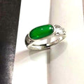 Placer Gold Gold-plated Inlaid Imitation Jade Ring - Plain Silver Emerald / Adjustable Opening MegaBDM