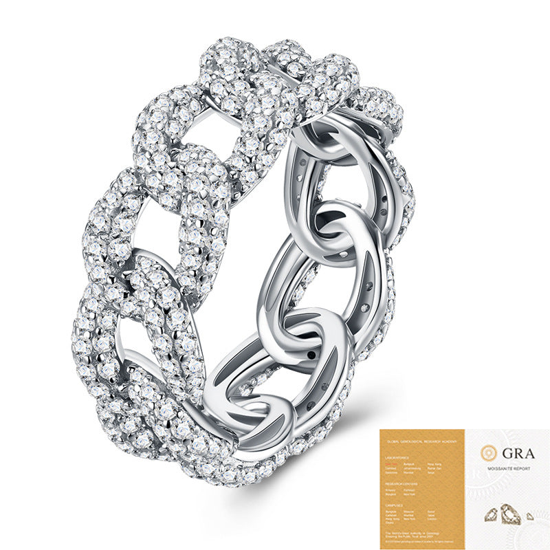 Women's Chain Does Not Fade Light Luxury Minority Design Sense High Ring - 1.2mm moissanite, 360 pieces (includes GRA certificate) / US 5/Port Size 11 MegaBDM