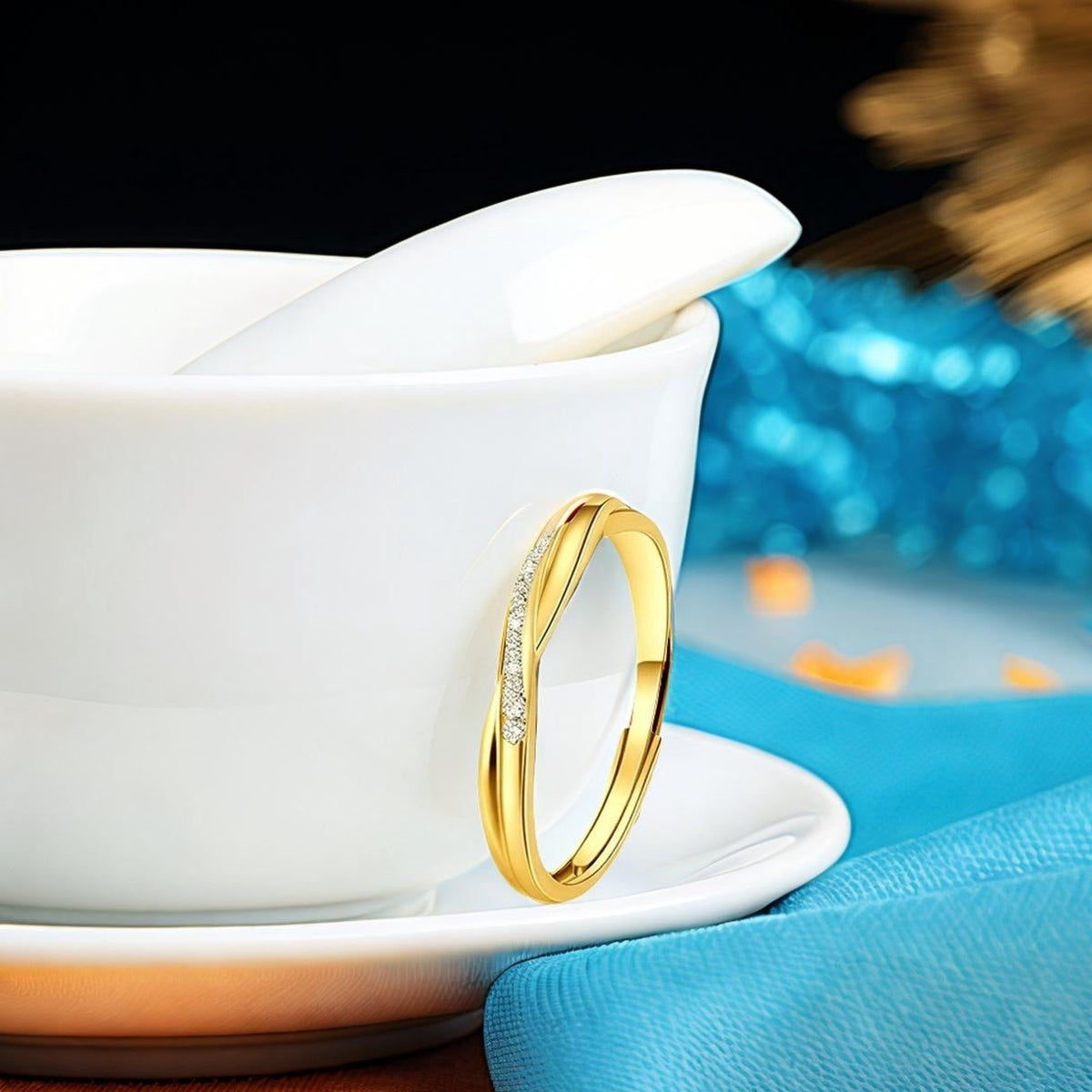 Women's & Men's Mobius Strip Couple Advanced Sense Gold-plated Open Adjustable Rings - Mobius Golden Female-Single / Adjustable Opening MegaBDM