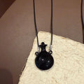 Graceful Niche Design All Match Minimalism Necklaces - Black Rope Black Perfume Bottle Necklace MegaBDM