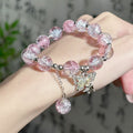 Pink Beaded Sweet Temperament White Bow Bracelets - Bracelet – Pink Jade Fragment Butterfly Bracelet MegaBDM