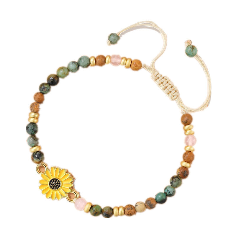 Stone Flower Woven Flat Knot Pastoral Style Gift Drawing African Bracelet MegaBDM