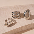 Rose Flower Love Pearl Light Luxury High Sense Ring - 30# Ring-Silver (Three-Piece Set) MegaBDM