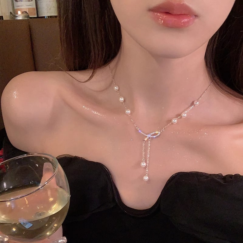 Women's Style Sweet Pearl Bow Fashion Simple Niche Necklaces - Pearl Bow Necklace MegaBDM
