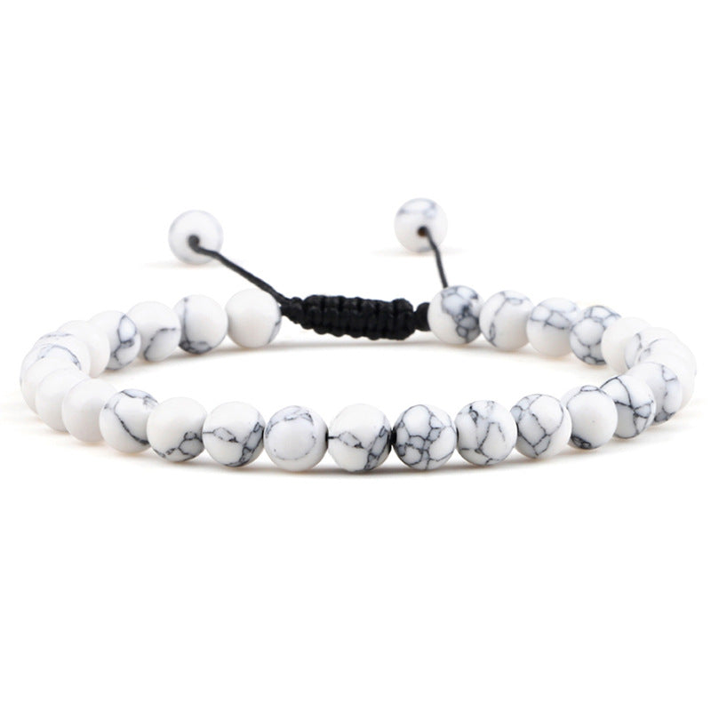 Fashion Haematite Beaded Turquoise Braided Rope Bracelet - Black Thread Loose MegaBDM