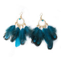 Personality Round Bead Feather Tassel Long Bohemian Earrings - YR3658-2 MegaBDM