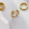 Flower Core Large Zircon Black Eye Wave Square Fine Diamond Rings - Arc Square Zircon / No. 6 MegaBDM