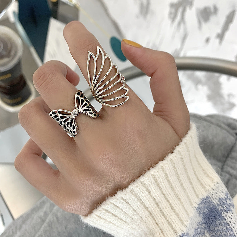 Women's Vintage Retro Butterfly Index Finger Geometric Ring MegaBDM
