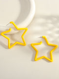 Dance Party Geometric Five-pointed Star Personalized Hollow High Profile Fashion Stud Earrings - Yellow MegaBDM