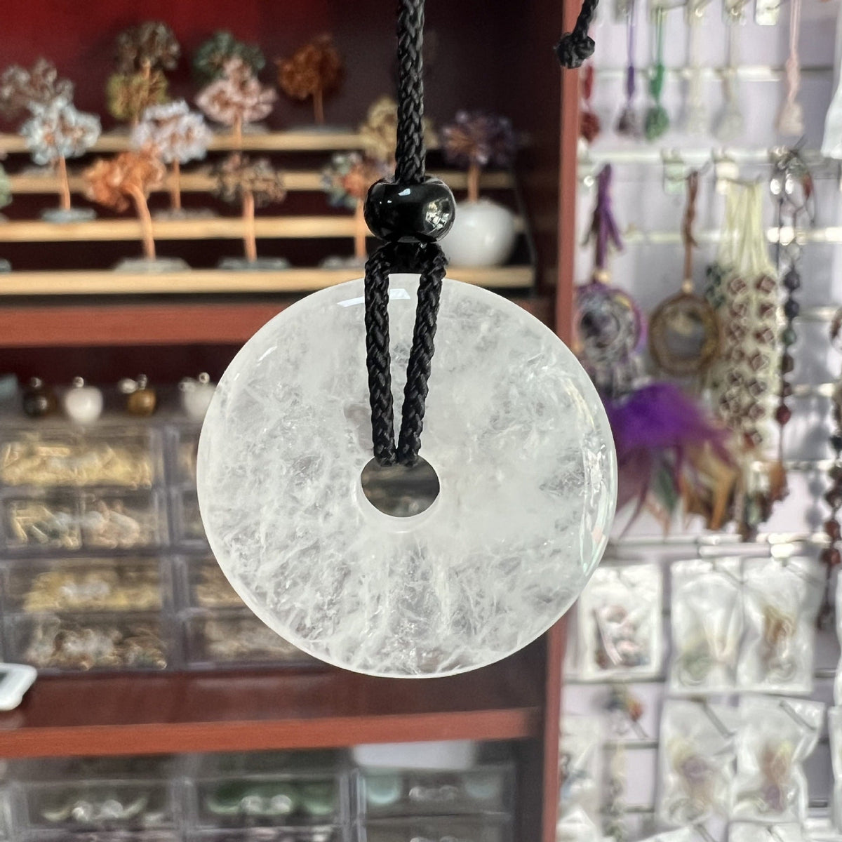 Natural Crystal Stone Amethyst Peace Buckle Pendants - White crystal MegaBDM