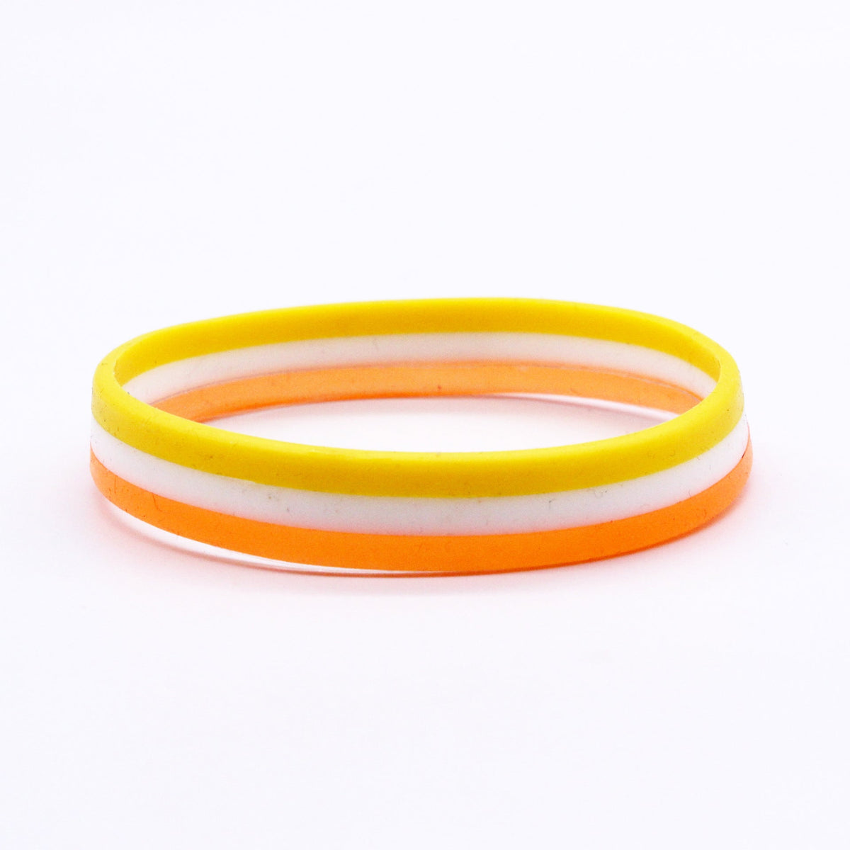 Flag Colorful Silicone Layered World Cup Bracelets - 3 Layers (Yellow, White and Orange) MegaBDM