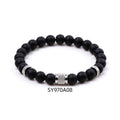 Stainless Steel Frosted Indian Agate Tigereye Striped Bracelets - Sy970a08 Frosted Black Stone Stainless Steel Accessories 8mm Bracelet MegaBDM