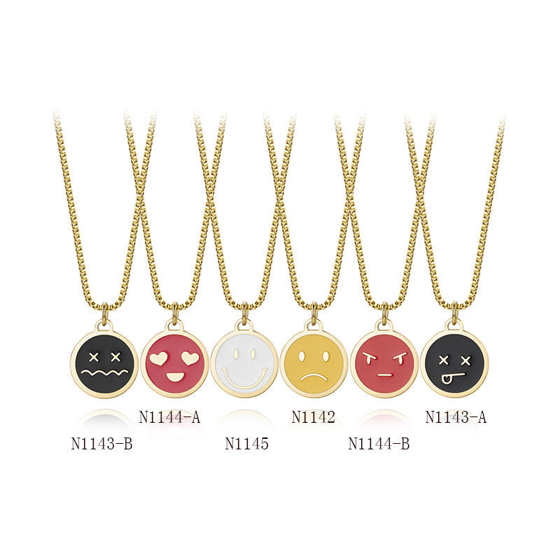 Women's Fashion Style Smiley Face Expression Round Plate Pendants - N1142 MegaBDM