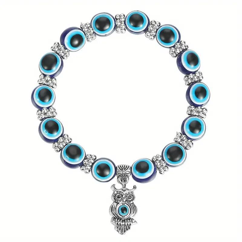 Devil's Eye Resin Round Beads Fatima Pendants - Owl Bracelet MegaBDM