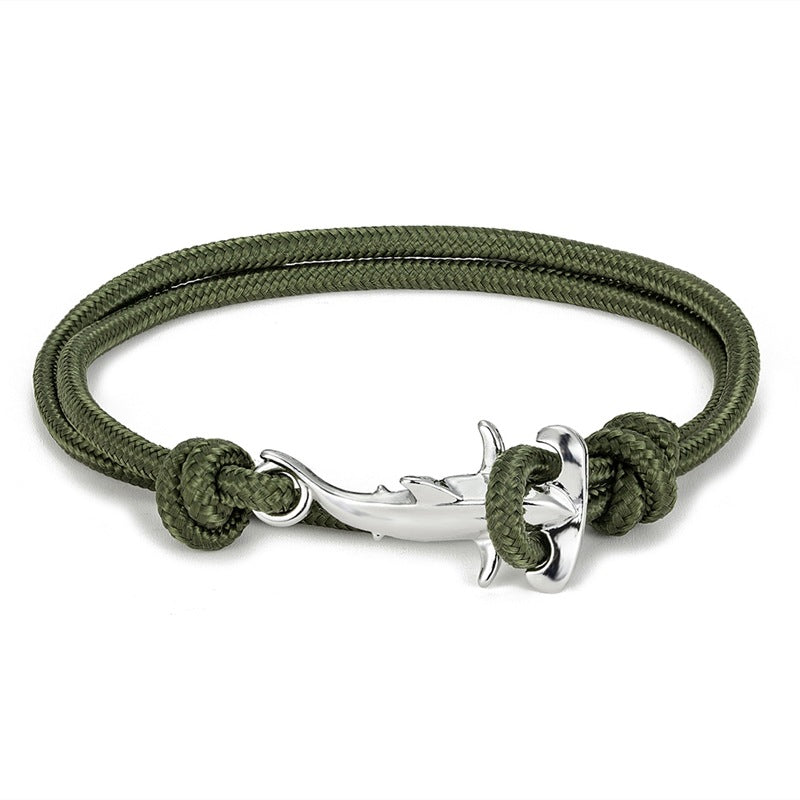 Hammerhead Shark Winding Waterproof Parachute Cord Bracelets - Army Green MegaBDM