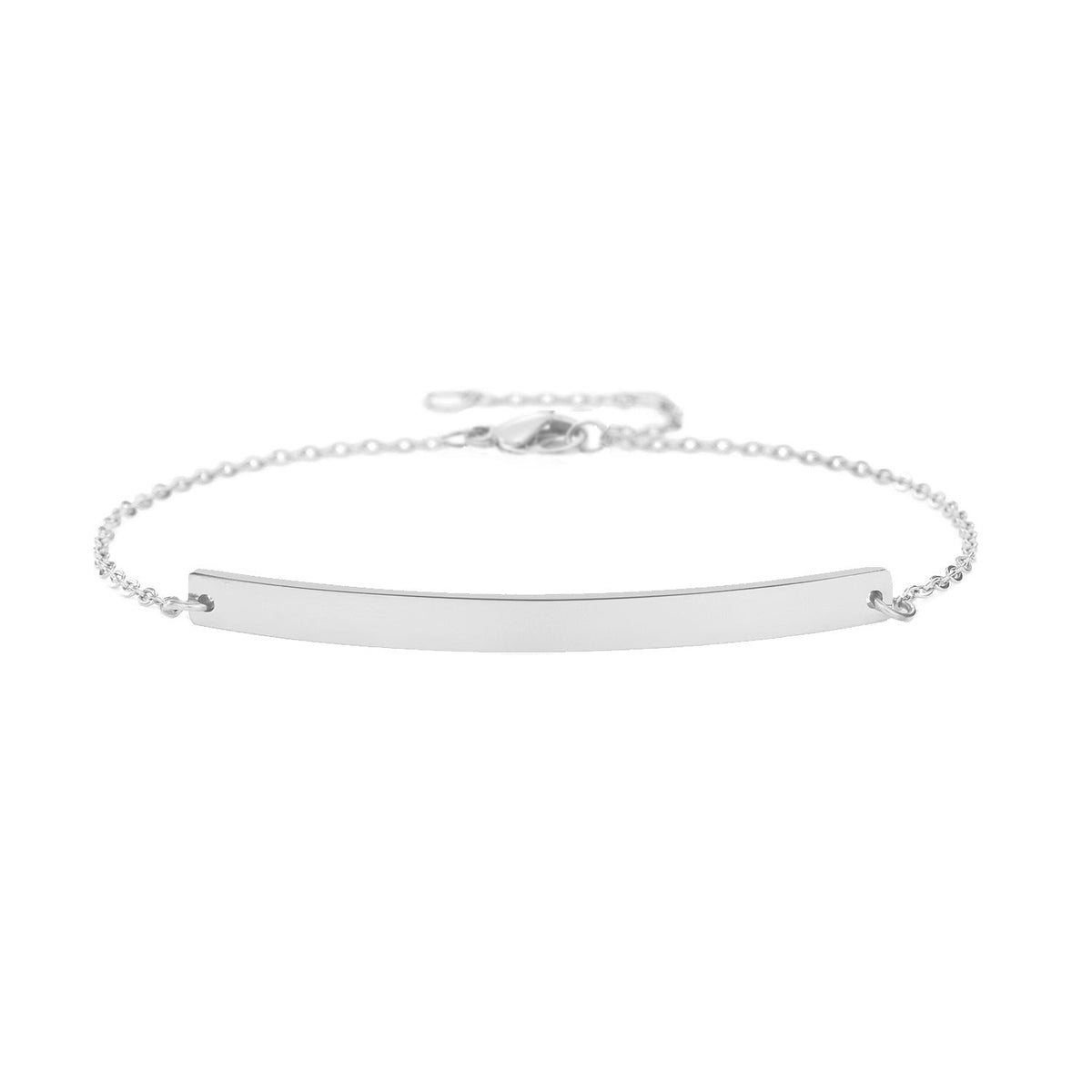 Simple Stainless Steel Geometric Long Strip Brace Lace Can Carve Bracelets - Steel Color MegaBDM