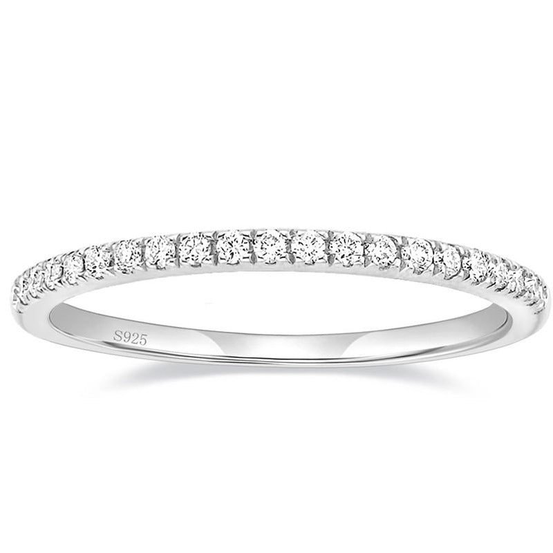 Sterling Sier Flash Inlaid Row Diamond In Rings - Silver / US Size Size 3 MegaBDM
