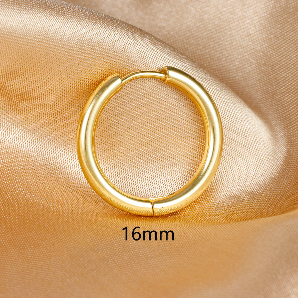 Simple Different Sizes Ear Clip Electroplated Earrings - E1237-16mm Golden-1Pc MegaBDM