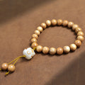 Men's Milk Fragrance Wooden Hand String Chain Artistic Female Life Gift Bracelet - Milk Fragrant Wood 8mm Cat Pendant / Standard MegaBDM