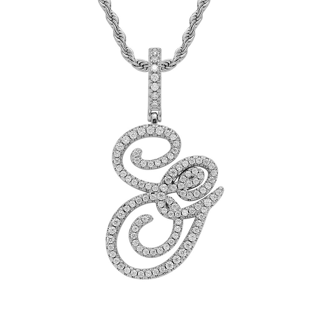 Body Grass English Letter Gold Inlaid Pendants - G (Silver) 60cm Hemp Flowers Chain MegaBDM
