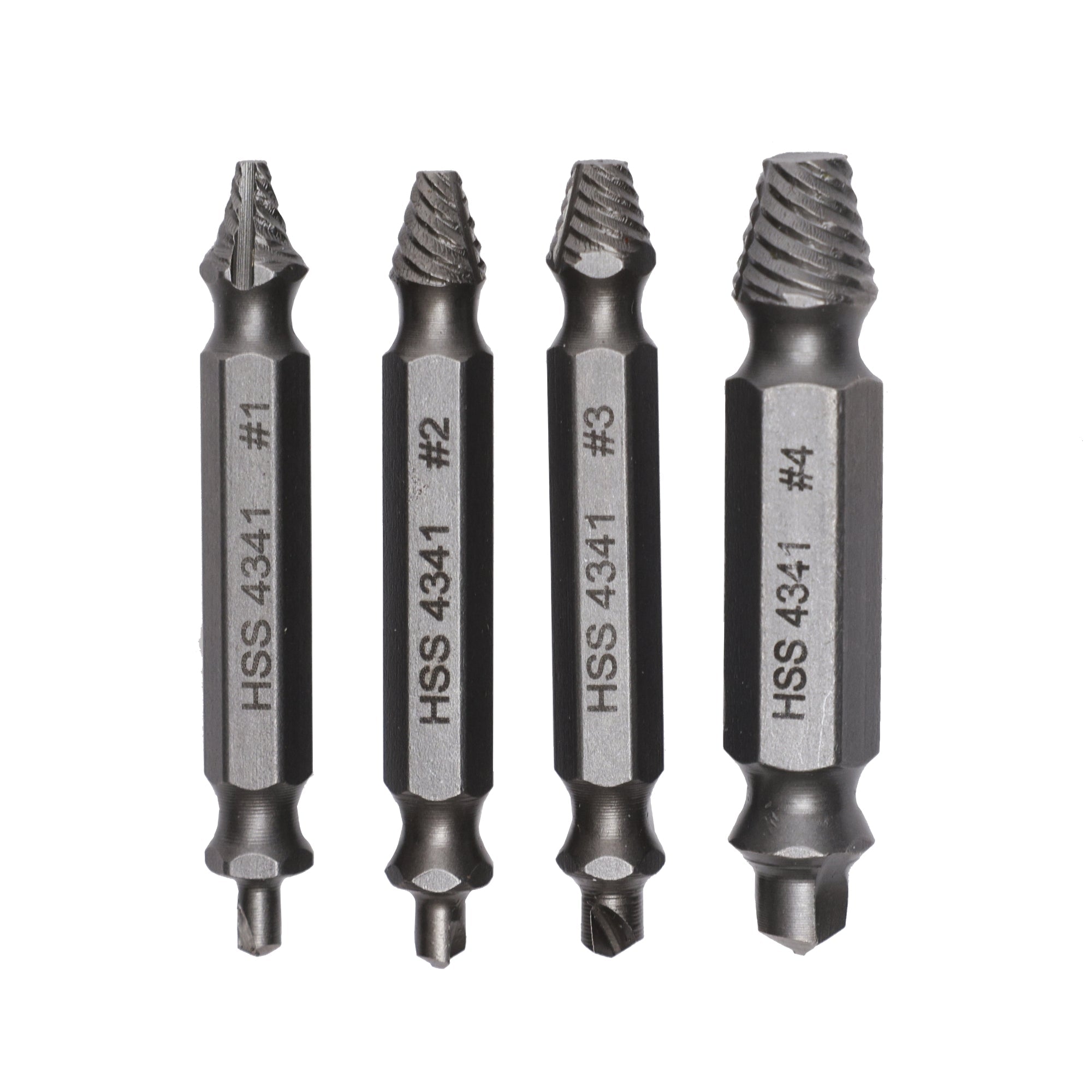 4-Piece Screw Extractor Set, #1-#4 Sizes, for Use with Impact and Drill Drivers MegaBDM