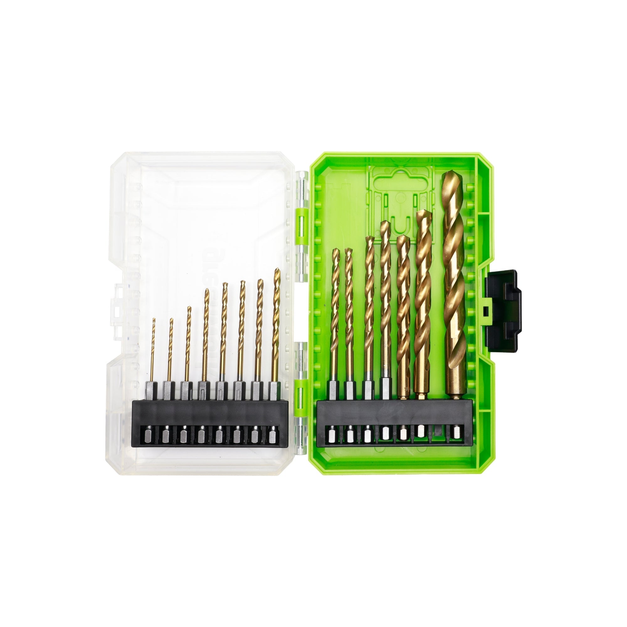 Half Ground 15-PC Impact-Rated Hex Shank Titanium Drill Bit Set MegaBDM