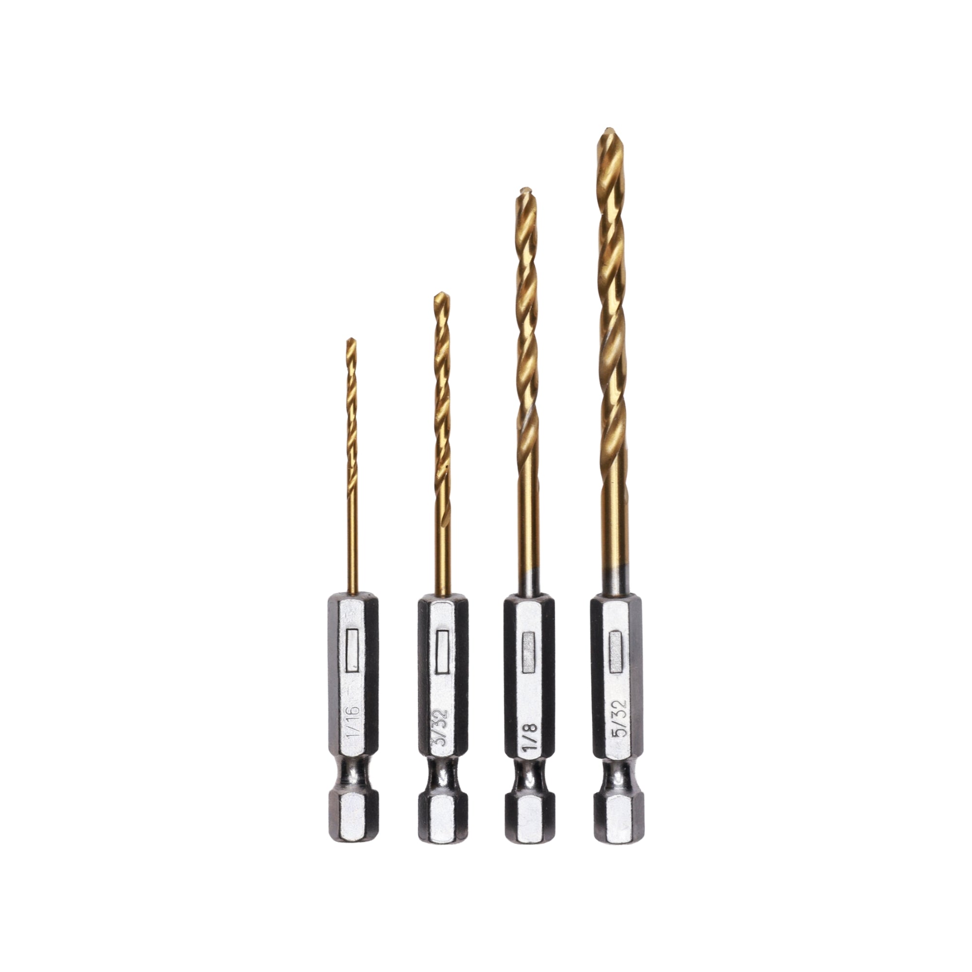Half Ground 4-Piece Hex Shank Titanium Drill Bit Set MegaBDM