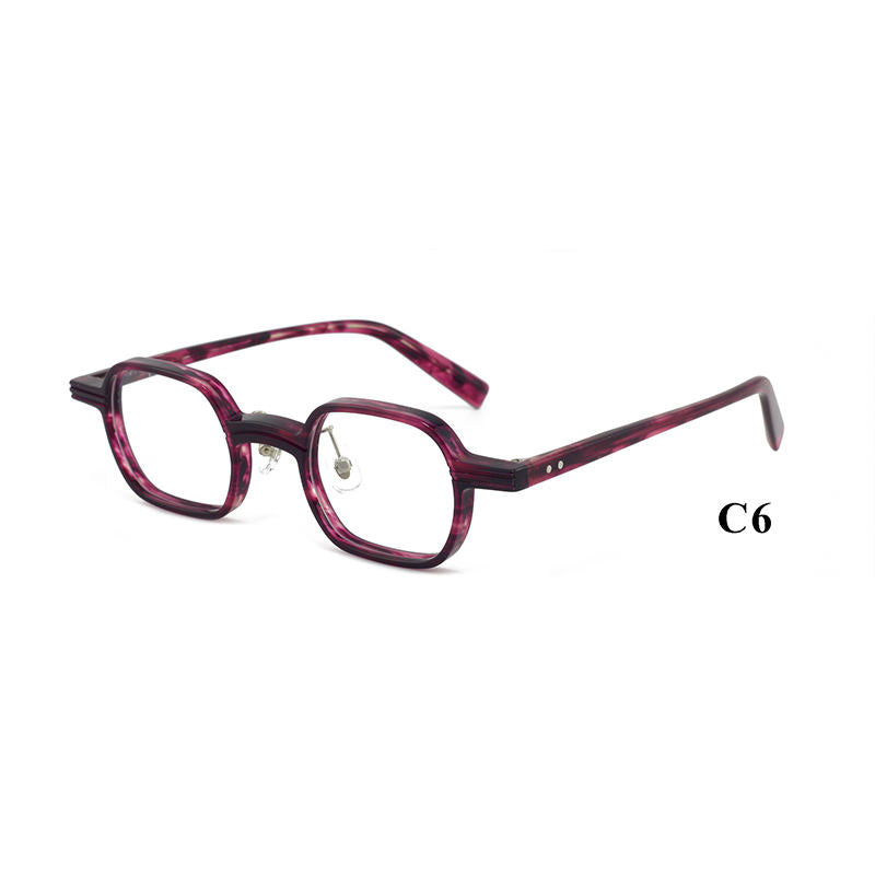 Cellulose Acetate Square Geometric Pattern Designer Unisex Optical Eyeglasses Frames Wholesale