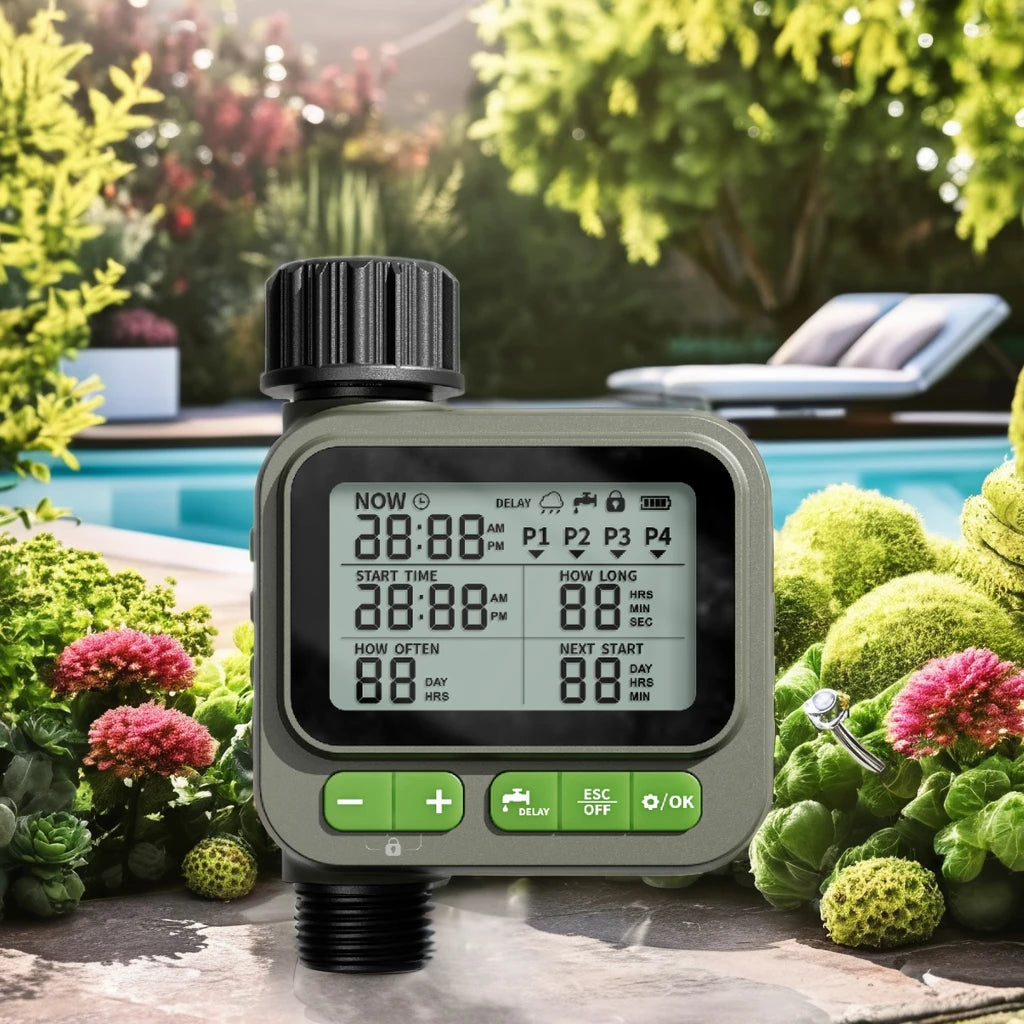 Garden Water Timer WD01 ABS Material 4-Zone Programmable Analogue AA Battery Operated Outdoor Use