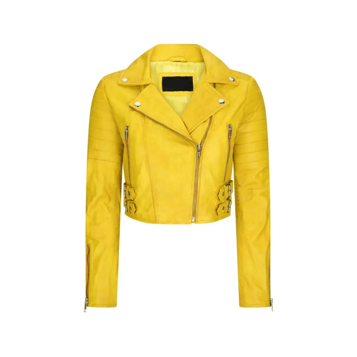 Wholesale New Women PU Leather Jacket Turn Down Collar Zipper Pocketed Short Motorcycle Suit Spring Autumn Lady Black Coat