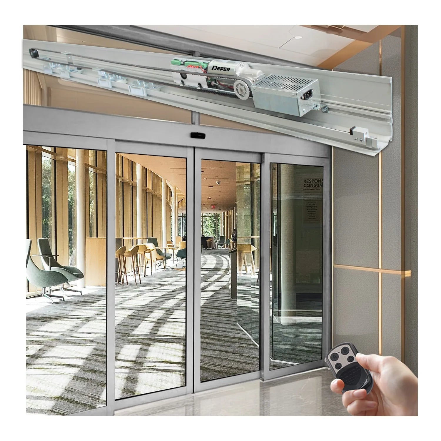 DEPER Easy D20/ES200 Similar 200KG Brushed Motor Controller Modern Automatic Sliding Door System for Entry with Photocell