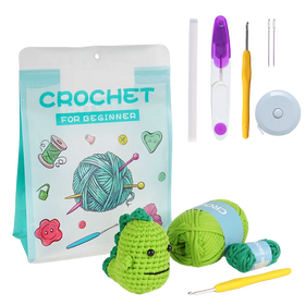 Bohe DIY Dinosaur Starter Crochet Kit for Beginners Hand Woven With Step-By-Step Video Tool Knit Accessories Forgift