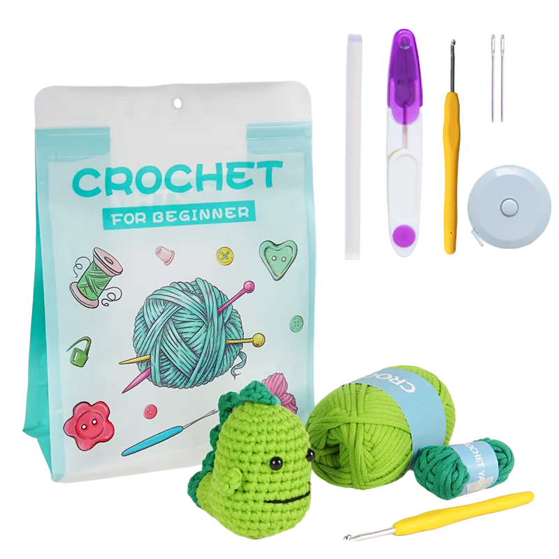 Bohe DIY Dinosaur Starter Crochet Kit for Beginners Hand Woven With Step-By-Step Video Tool Knit Accessories Forgift