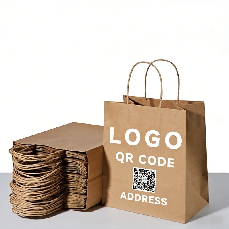 Hot Selling Brown Kraft Paper Bag Classic Handle | Biodegradable Disposable Gift Packaging Bag for Clothing Shoes Wholesale