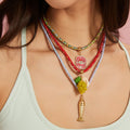 Fashion Original Design Colorful Handmade Rope Necklace with Stainless Steel Pendant Temperament Personality Necklace Wholesale