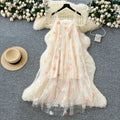 2025 Summer Beach Casual Midi Dress For Women Empire 3D Mesh Dress