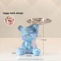 Modern 3D Blue Ceramic Bear Dish Bowl Statue Storage Watch Jewelry Key Holder Tray for Home Decoration