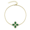 Hot Selling Sterling Silver 925 Pear Cut Zambian Gemstone Green Emerald Flower Bracelet Jewelry for Women Destiny Jewellery