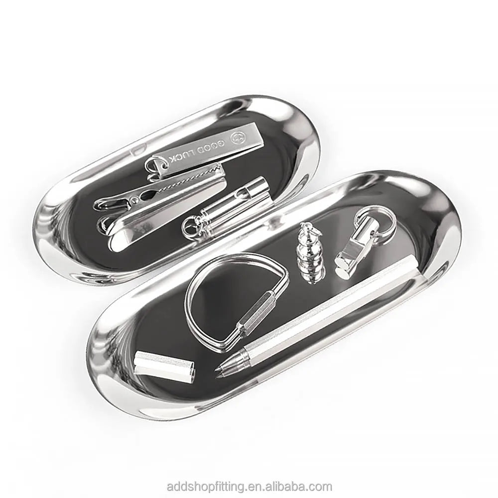 Stainless Steel Eco-friendly Modern Portable Oval Candle Jewelry Trinket Tray for Home