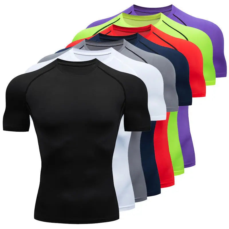 Bangladesh CN Factory Price Custom Logo Embroidery Quick Dry Breathable Fitness Training Shirt Short Sleeve Elastic Gym t Shirt MegaBDM