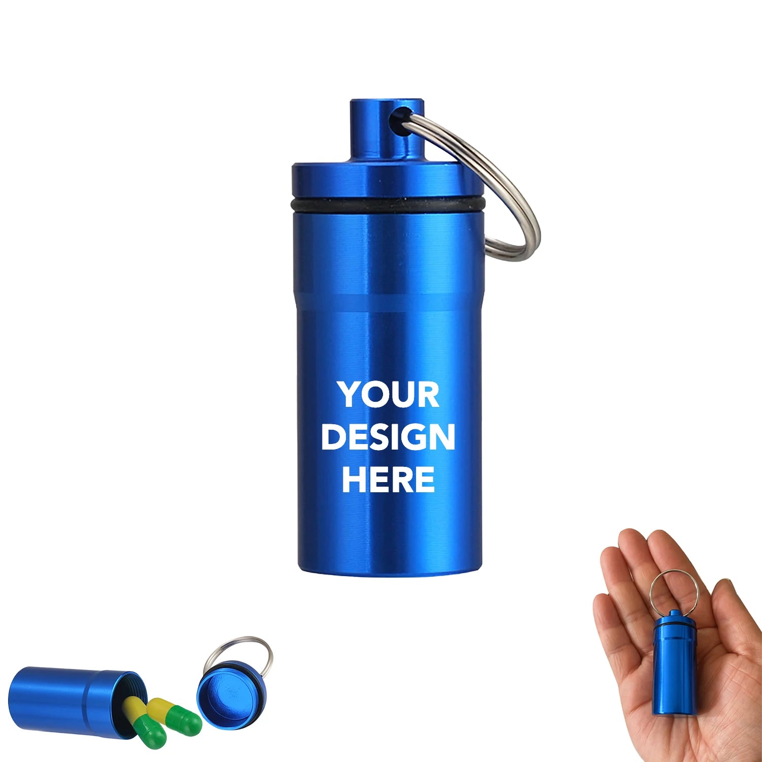 Custom Logo Aluminum Travel Pill Case Keychain Waterproof Mini Storage Container for Promotional Activities