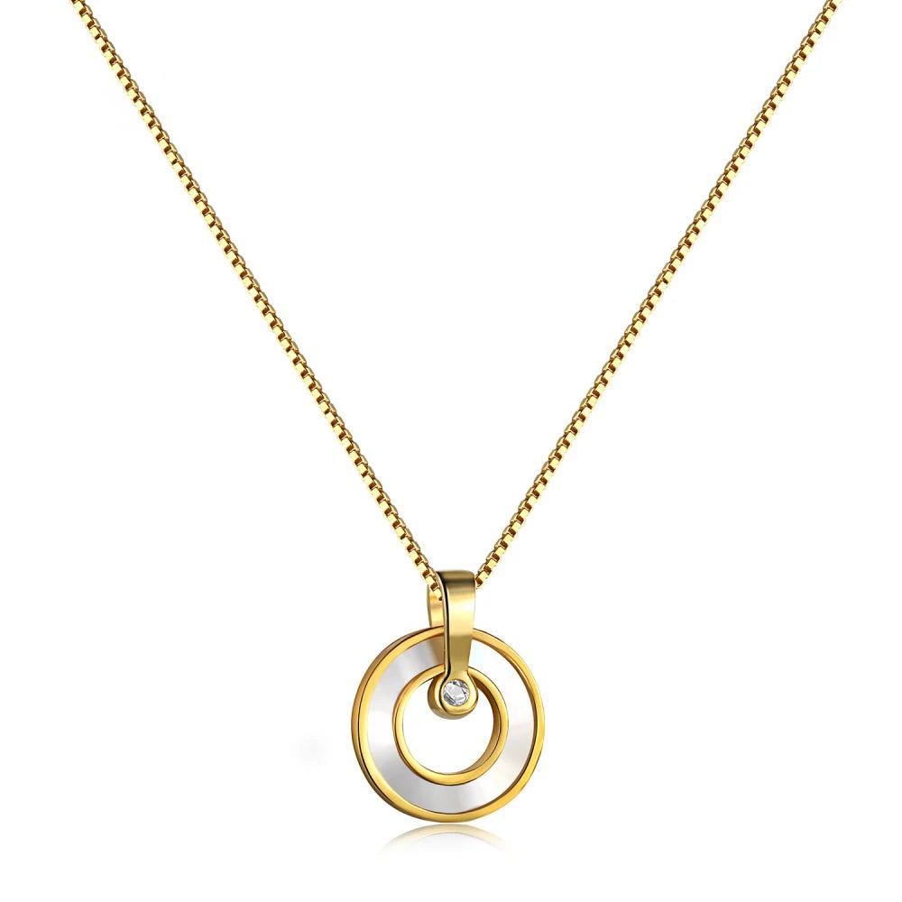 S925 Sterling Silver Mother-Of-Pearl Circle Pendant Light Luxury Temperament Women Silver Necklace for Girlfriend for Women