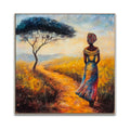 Wholesale Modern Oil Paintings African Woman Beautiful Backside Hand-painted Brush Flowers Canvas Art Prints for Hotel Projects MegaBDM