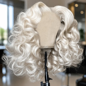 High Quality Platinum White Blonde Frontal Wigs for Women Short Loose Wave Cuticle Aligned Human Hair Transparent HD