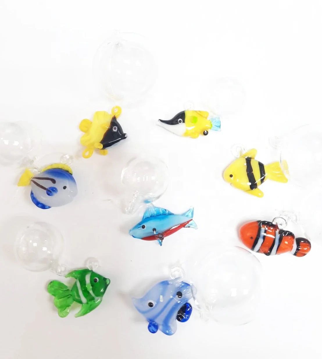 New Arrival Mixed Design Miniature Small Murano Glass Bubble Fish Handmade 2-3cm Animal Figurine