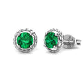 Lab Grown Gemstone Green Emerald 925 Sterling Silver Twisted Rope Mini Stud Earrings for Women Girl Destiny Jewellery