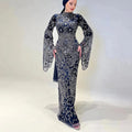 Jancember LSZ153 Muslim Black Mermaid Evening Party Belt Dresses for Women
